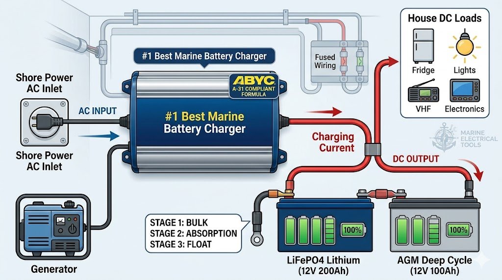#1 Best Battery Charger Size Calculator - ABYC Compliant Marine Sizing Tool